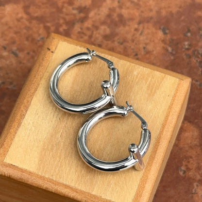 Sterling Silver Cross Tube Hoop Earrings Small Hollow