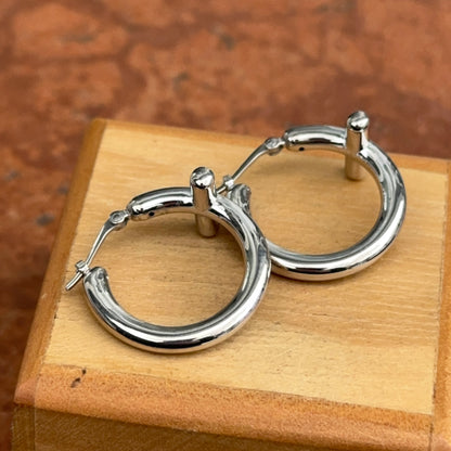 Sterling Silver Cross Tube Hoop Earrings Small Hollow