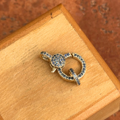 14KT Yellow Gold Blue Sapphire Pendant with Hinged Opening