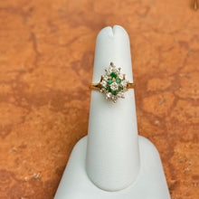 Load image into Gallery viewer, Estate 14KT Yellow Gold Diamond + Emerald Ballerina Ring