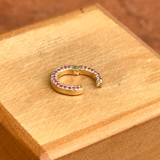 14KT Yellow Gold Pave Ruby Round Pendant Hanger/ Lock / Connecter