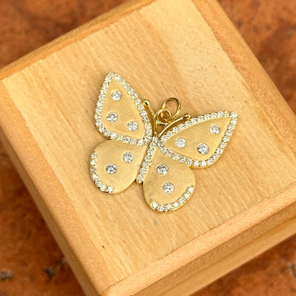 14KT Yellow Gold Matte Gypsy Diamond Butterfly Pendant