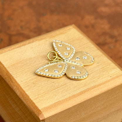 14KT Yellow Gold Matte Gypsy Diamond Butterfly Pendant