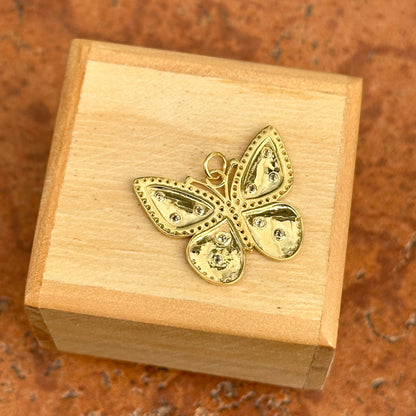 14KT Yellow Gold Matte Gypsy Diamond Butterfly Pendant