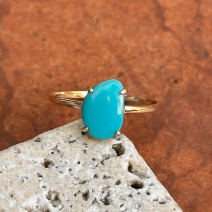 14KT Yellow Gold Abstract Cut Turquoise Solitaire Ring