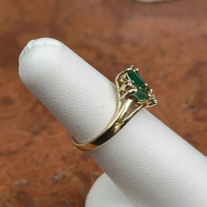 Estate 14KT Yellow 3 Marquise Emerald Ring