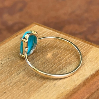 14KT Yellow Gold Abstract Cut Turquoise Solitaire Ring