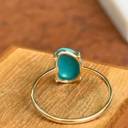 14KT Yellow Gold Abstract Cut Turquoise Solitaire Ring
