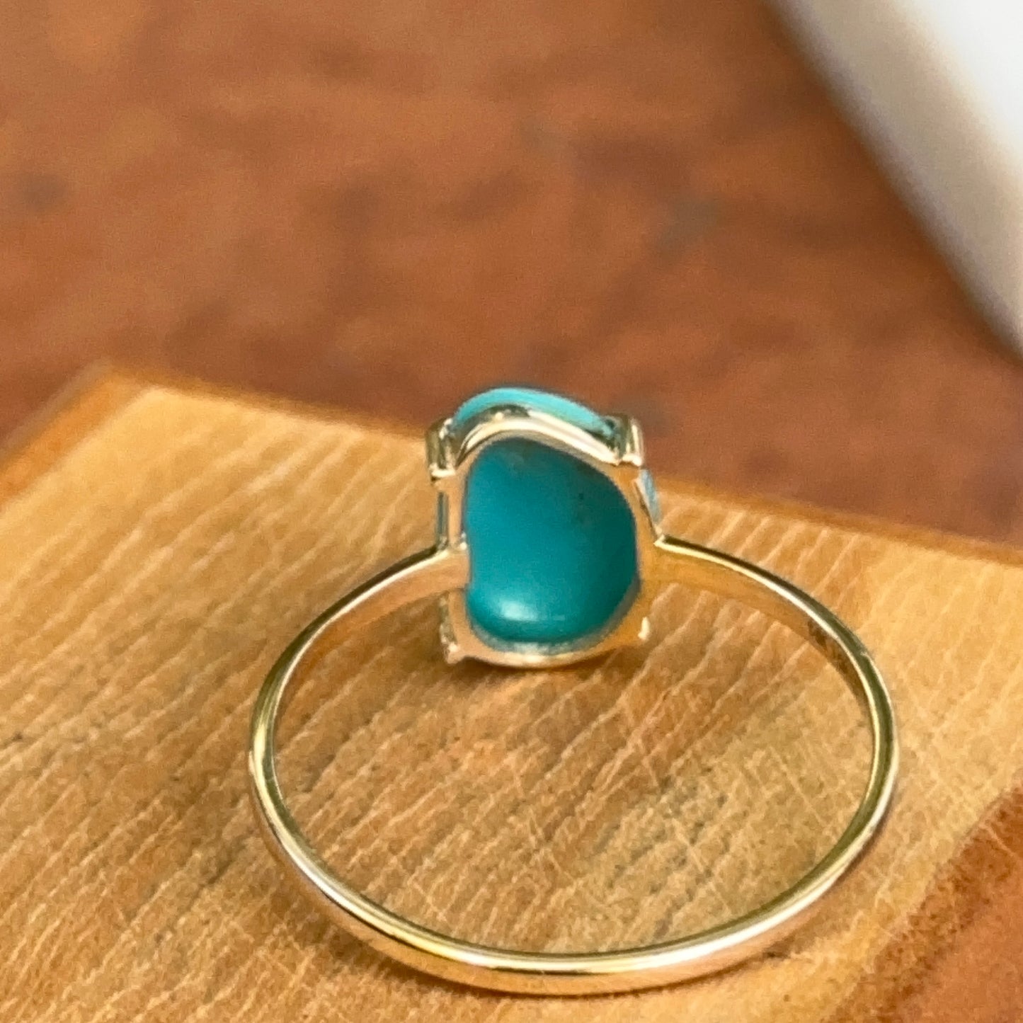 14KT Yellow Gold Abstract Cut Turquoise Solitaire Ring