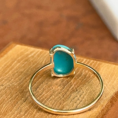 14KT Yellow Gold Abstract Cut Turquoise Solitaire Ring