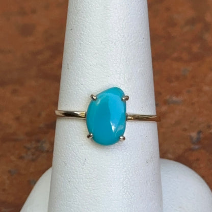 14KT Yellow Gold Abstract Cut Turquoise Solitaire Ring