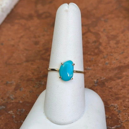14KT Yellow Gold Abstract Cut Turquoise Solitaire Ring