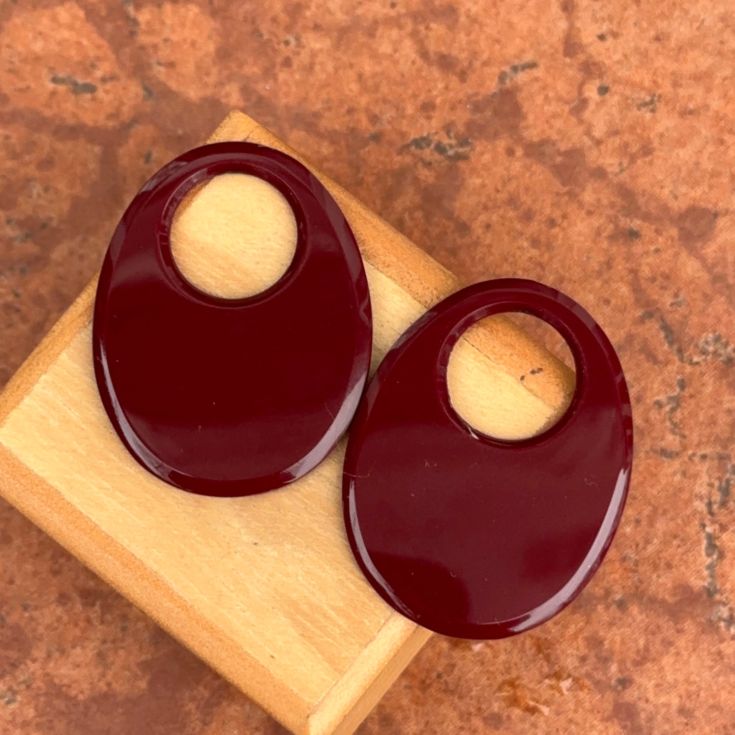 Vintage Red Gemstone Oval Earring Charms