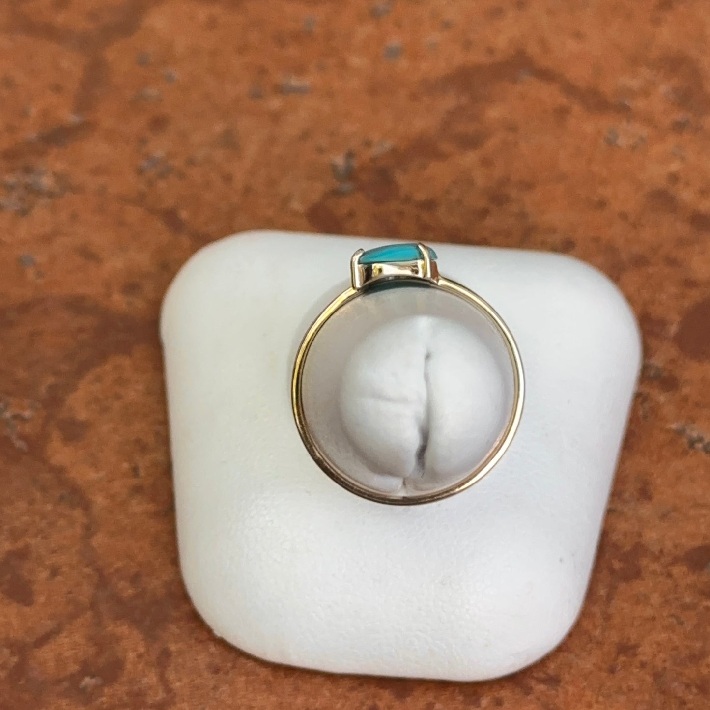 14KT Yellow Gold Abstract Cut Turquoise Solitaire Ring
