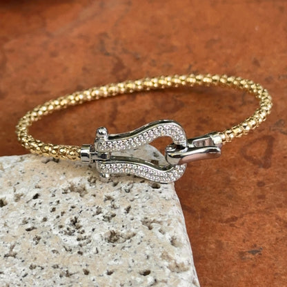 Gold-Plated Popcorn Mesh Diamond Horse Bit Bracelet