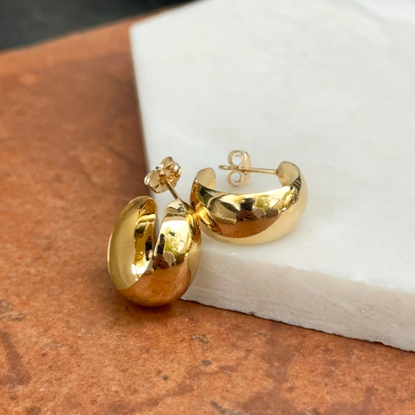 14KT Yellow Gold Tapered Round C-Hoop Post Earrings