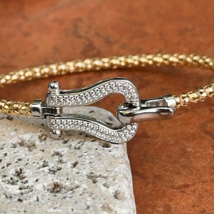 Gold-Plated Popcorn Mesh Diamond Horse Bit Bracelet