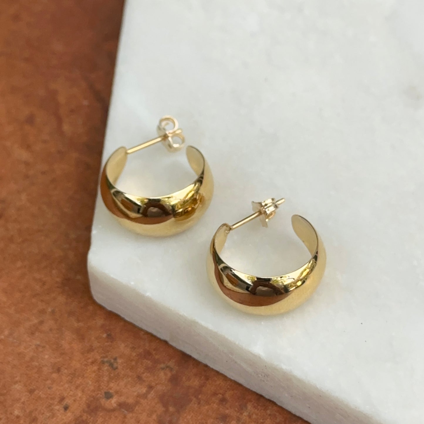 14KT Yellow Gold Tapered Round C-Hoop Post Earrings