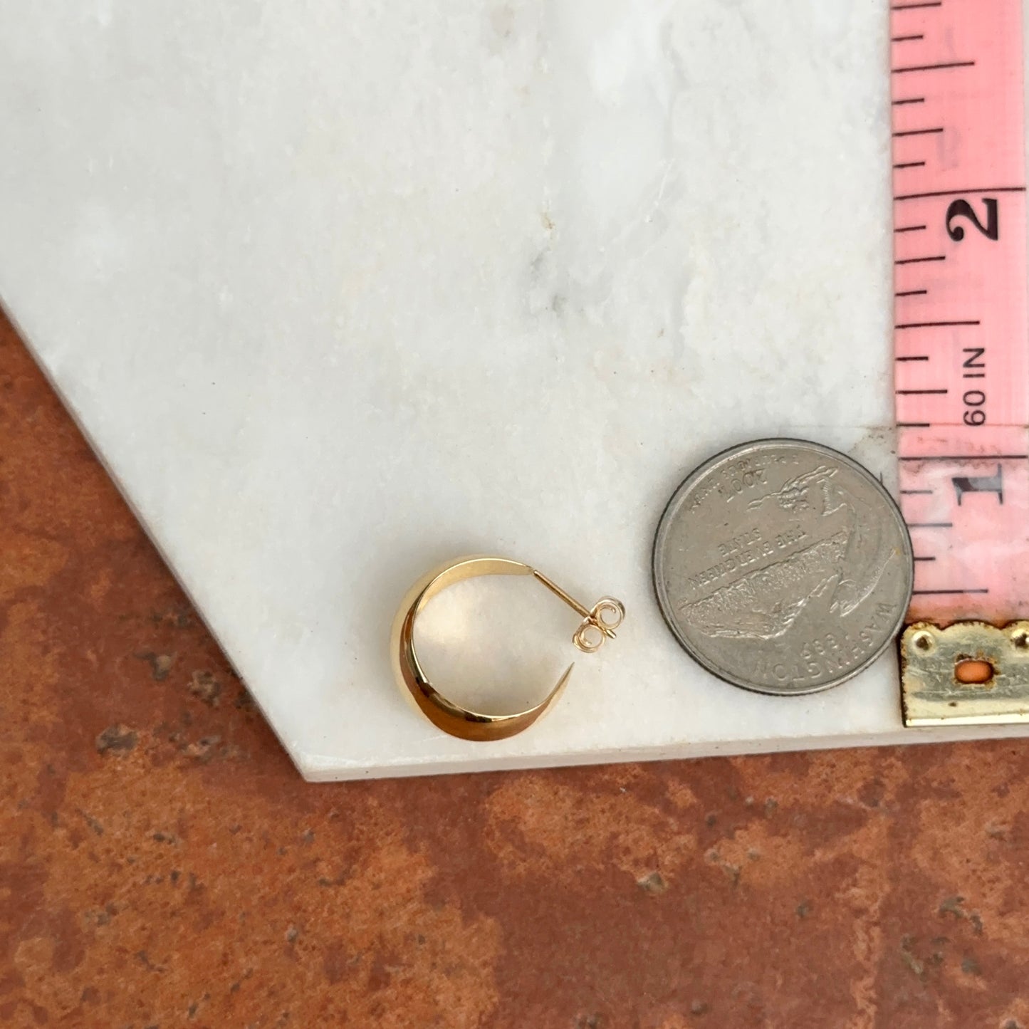 14KT Yellow Gold Tapered Round C-Hoop Post Earrings