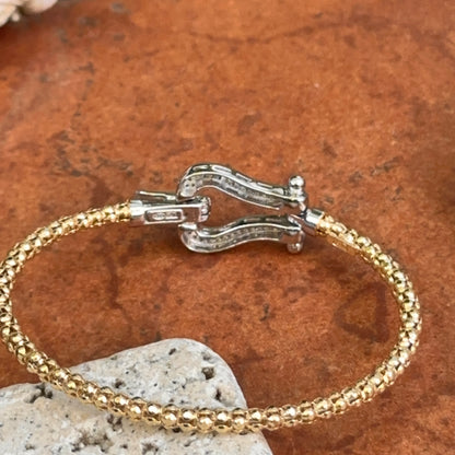 Gold-Plated Popcorn Mesh Diamond Horse Bit Bracelet