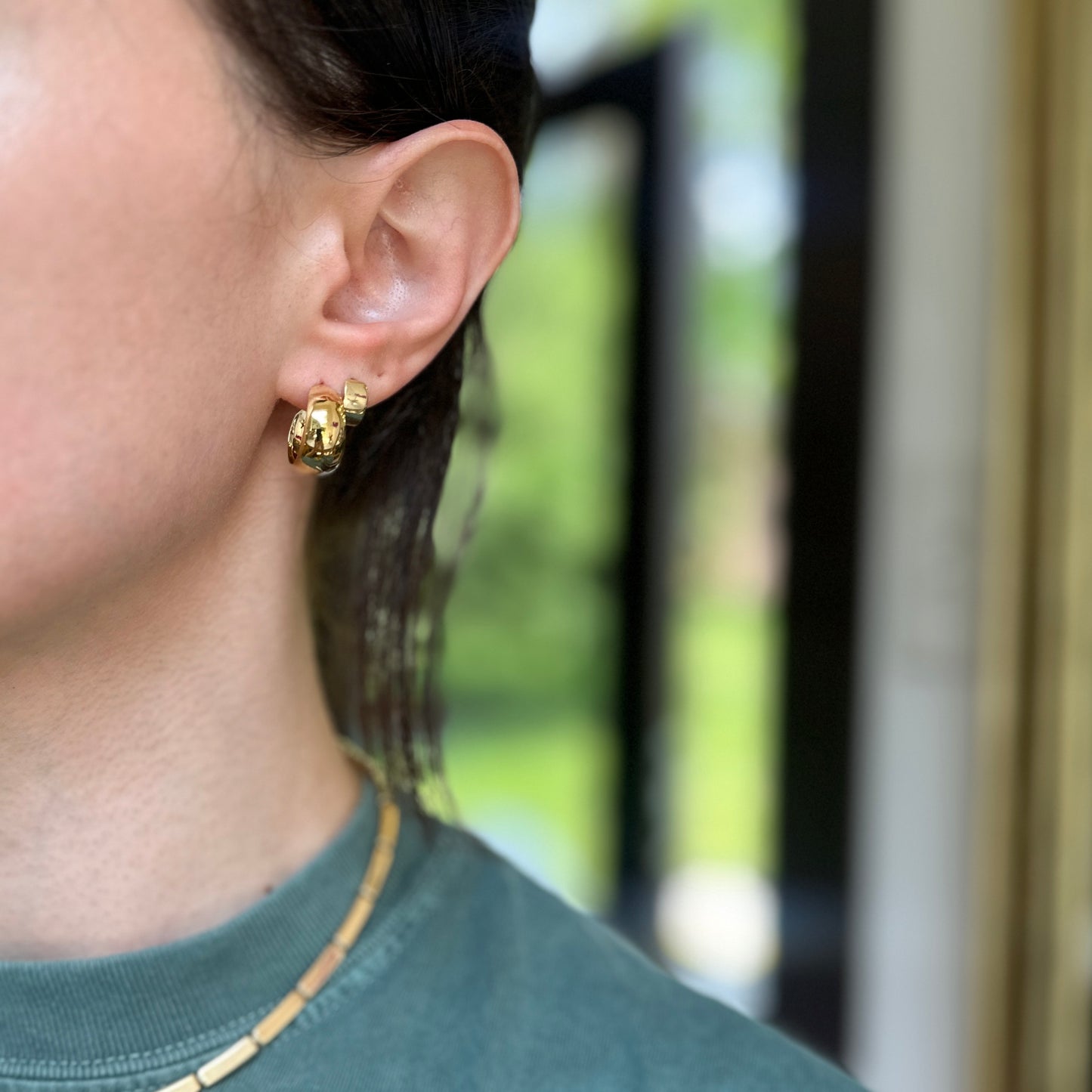 14KT Yellow Gold Tapered Round C-Hoop Post Earrings