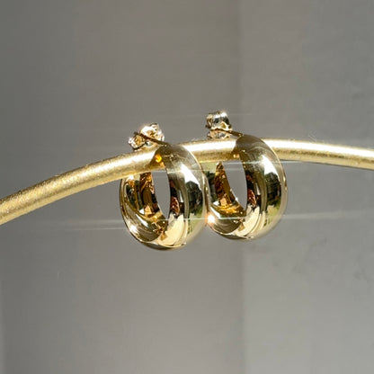 14KT Yellow Gold Tapered Round C-Hoop Post Earrings