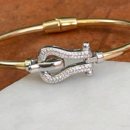Gold-Plated Diamond Horse Bit Bangle Bracelet