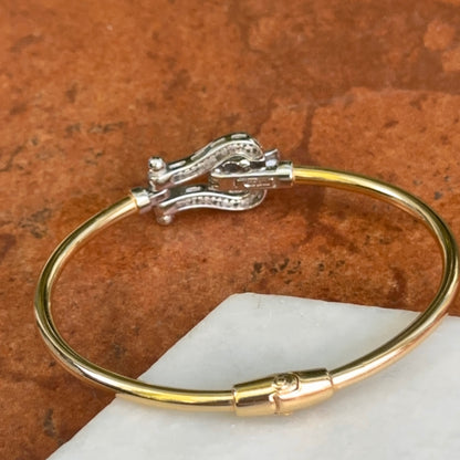 Gold-Plated Diamond Horse Bit Bangle Bracelet