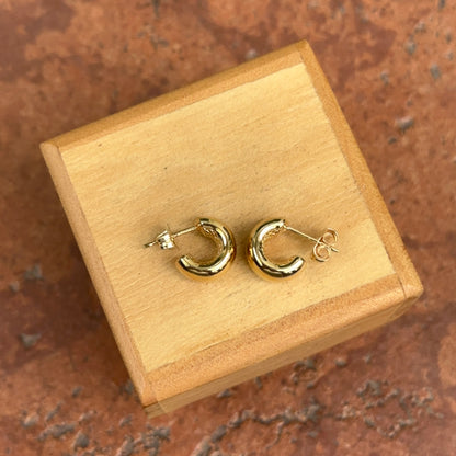 14KT Yellow Gold Rounded Mini C-Hoop Huggie Earrings