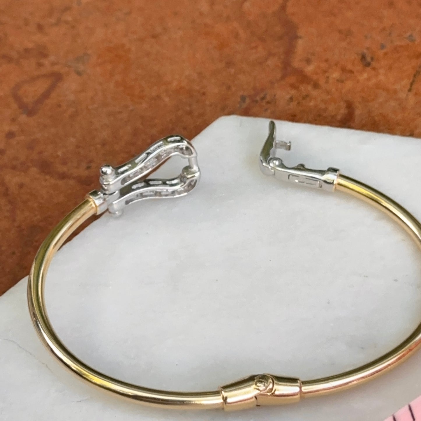 Gold-Plated Diamond Horse Bit Bangle Bracelet