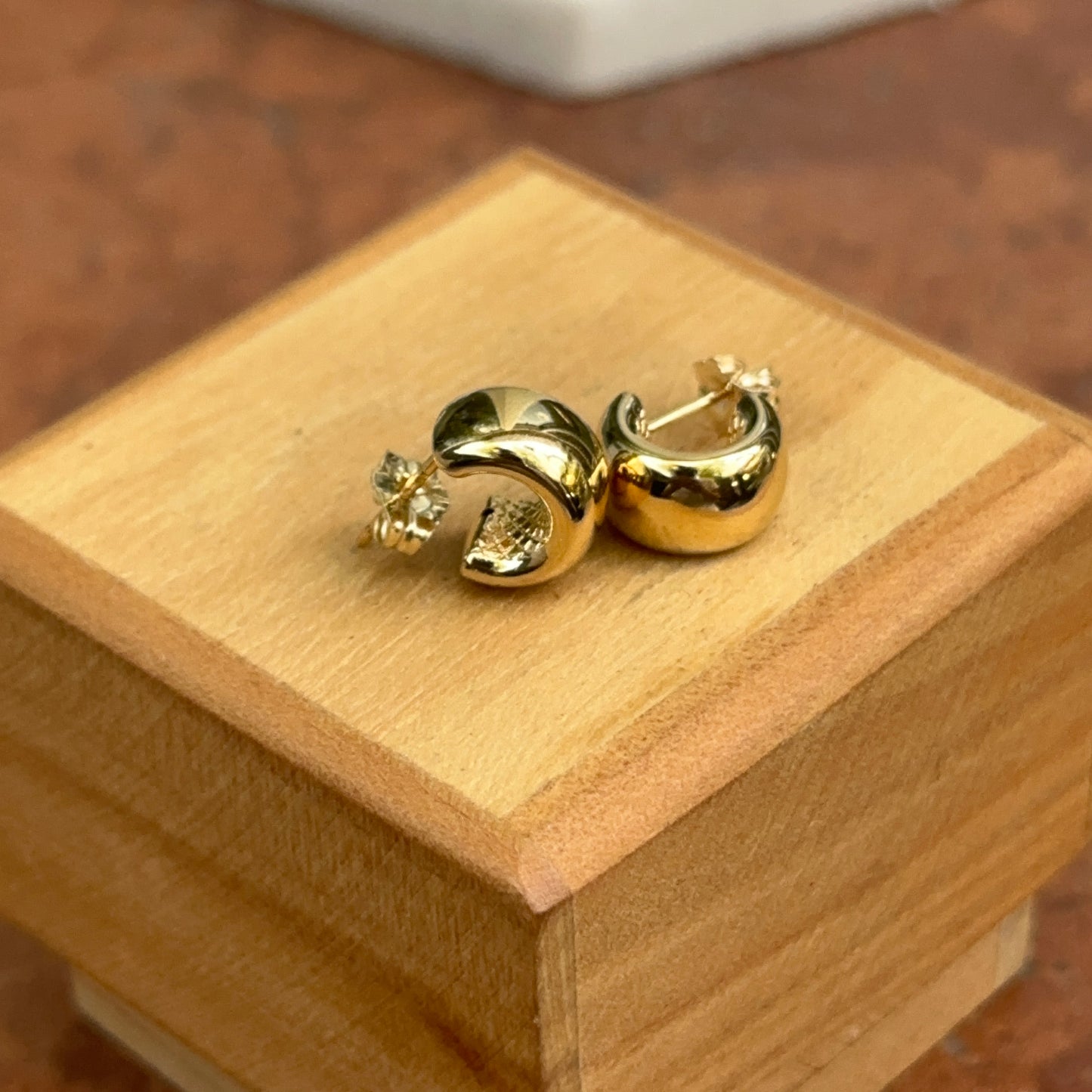 14KT Yellow Gold Rounded Mini C-Hoop Huggie Earrings