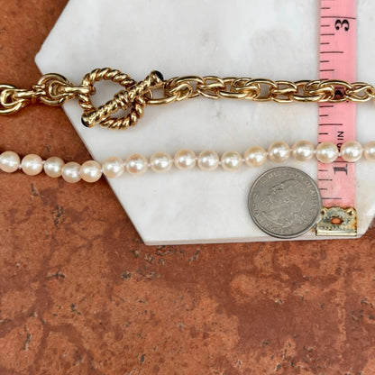 14KT Yellow Gold Pearl Necklace with Toggle Clasp