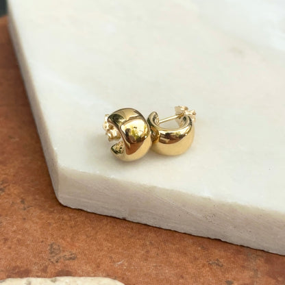 14KT Yellow Gold Rounded Mini C-Hoop Huggie Earrings