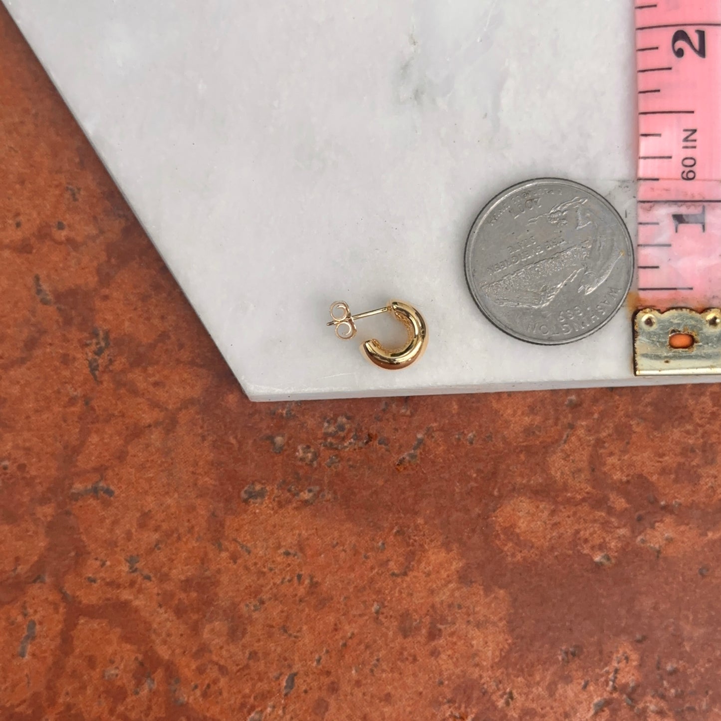 14KT Yellow Gold Rounded Mini C-Hoop Huggie Earrings