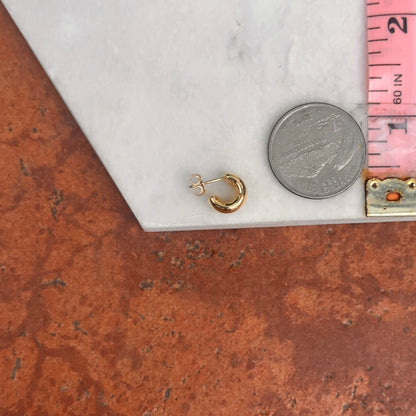 14KT Yellow Gold Rounded Mini C-Hoop Huggie Earrings