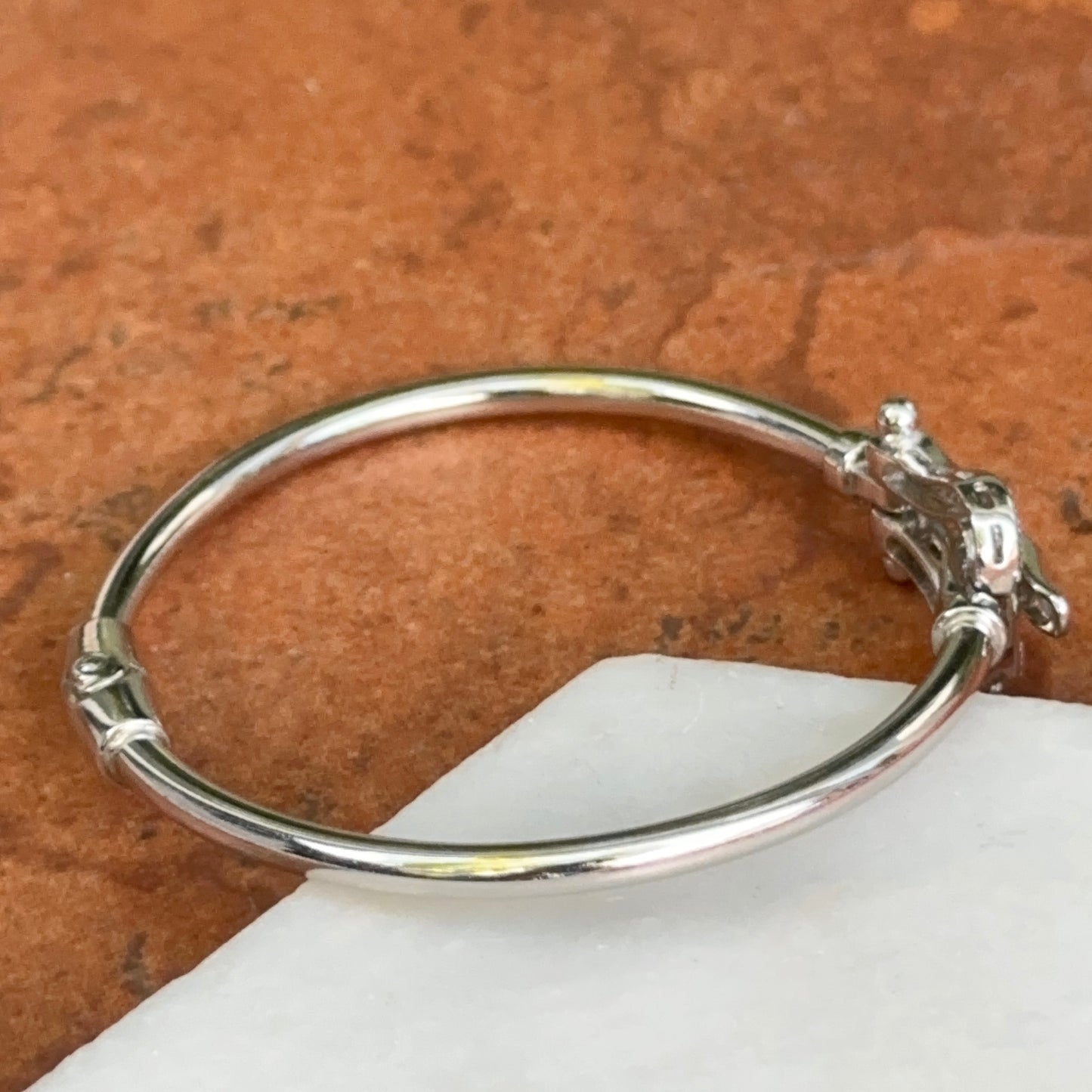 Sterling Silver Diamond Horse Bit Bangle Bracelet