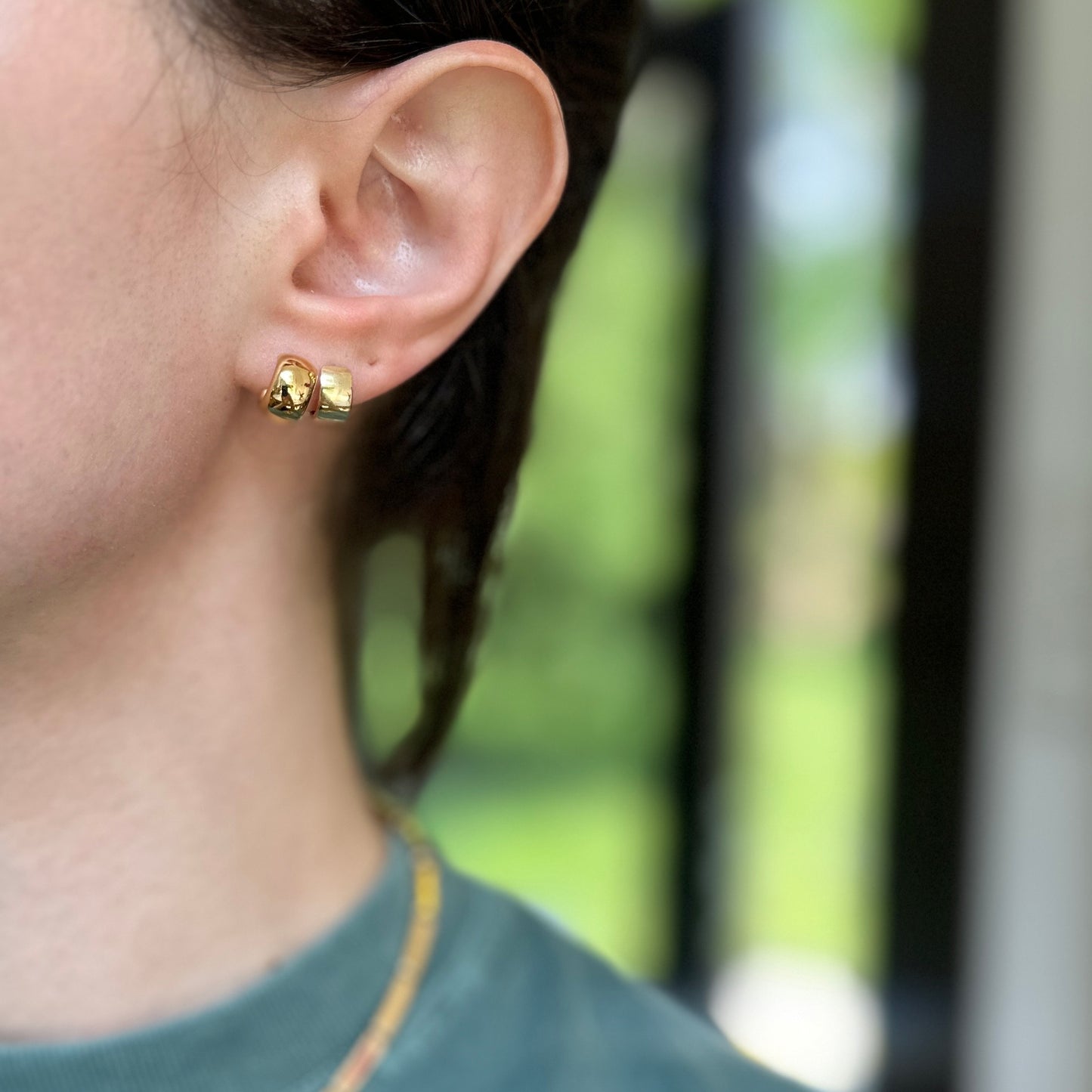 14KT Yellow Gold Rounded Mini C-Hoop Huggie Earrings