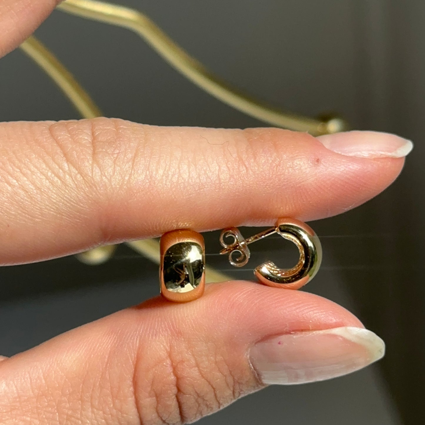 14KT Yellow Gold Rounded Mini C-Hoop Huggie Earrings