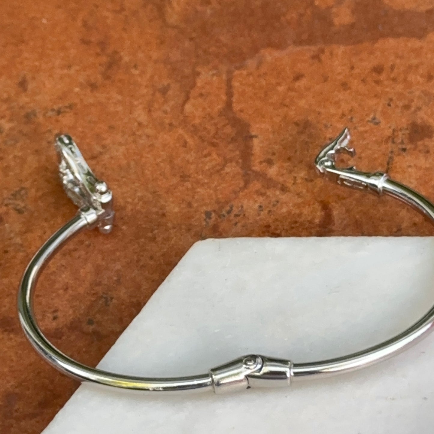 Sterling Silver Diamond Horse Bit Bangle Bracelet