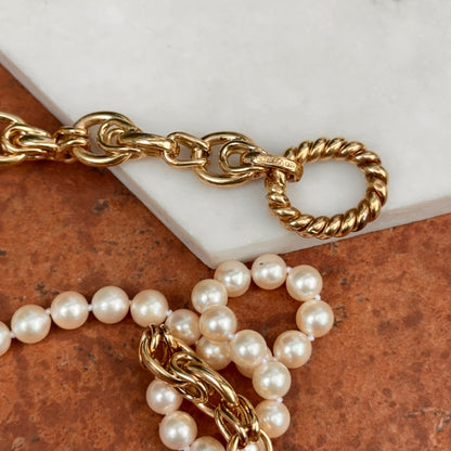 14KT Yellow Gold Pearl Necklace with Toggle Clasp