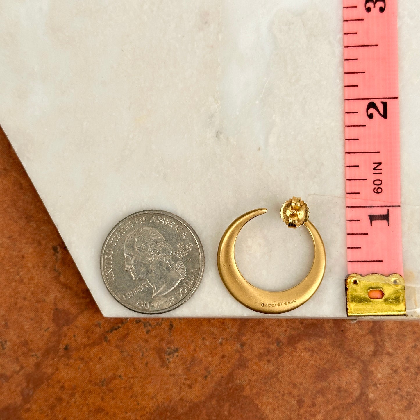 Estate Carelle 18KT Yellow Gold Matte Pave Diamond Circle Post Earrings
