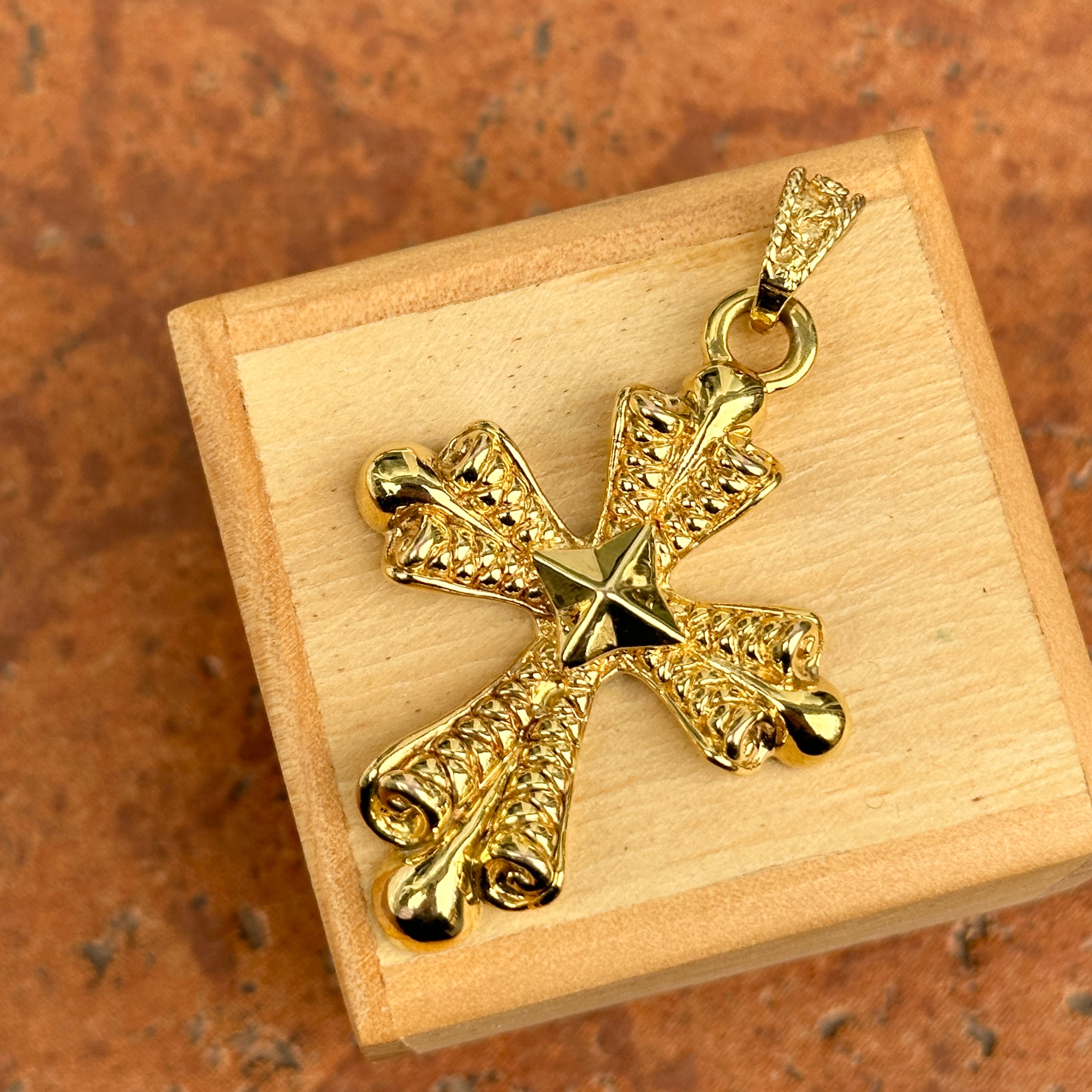 ITI NYC 4-Way Byzantine Cross Pendant in 14K Gold