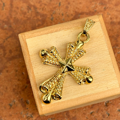 Estate 14KT Yellow Gold Raised Byzantine Cross Pendant