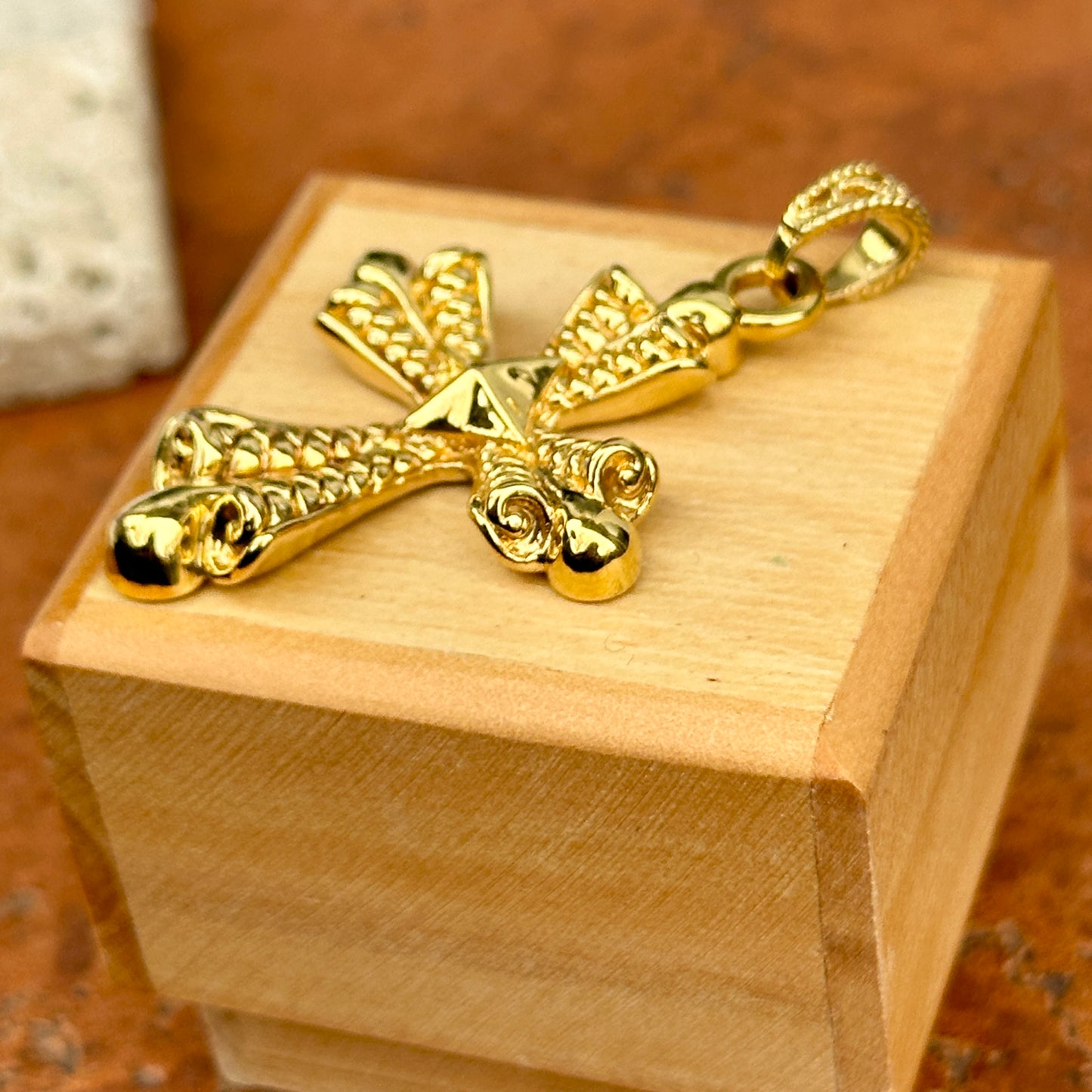 Estate 14KT Yellow Gold Raised Byzantine Cross Pendant
