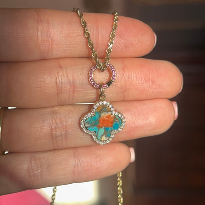 14KT Yellow Gold Pave Ruby Round Pendant Hanger/ Lock / Connecter