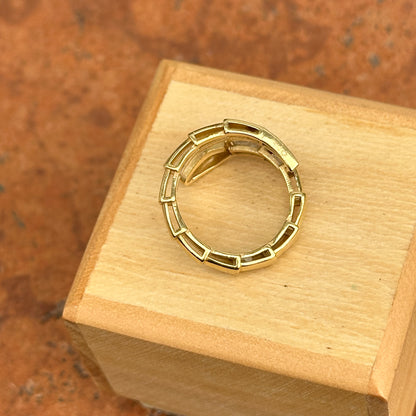 Estate 18KT Yellow Gold Segmented CZ Snake Bypass Ring