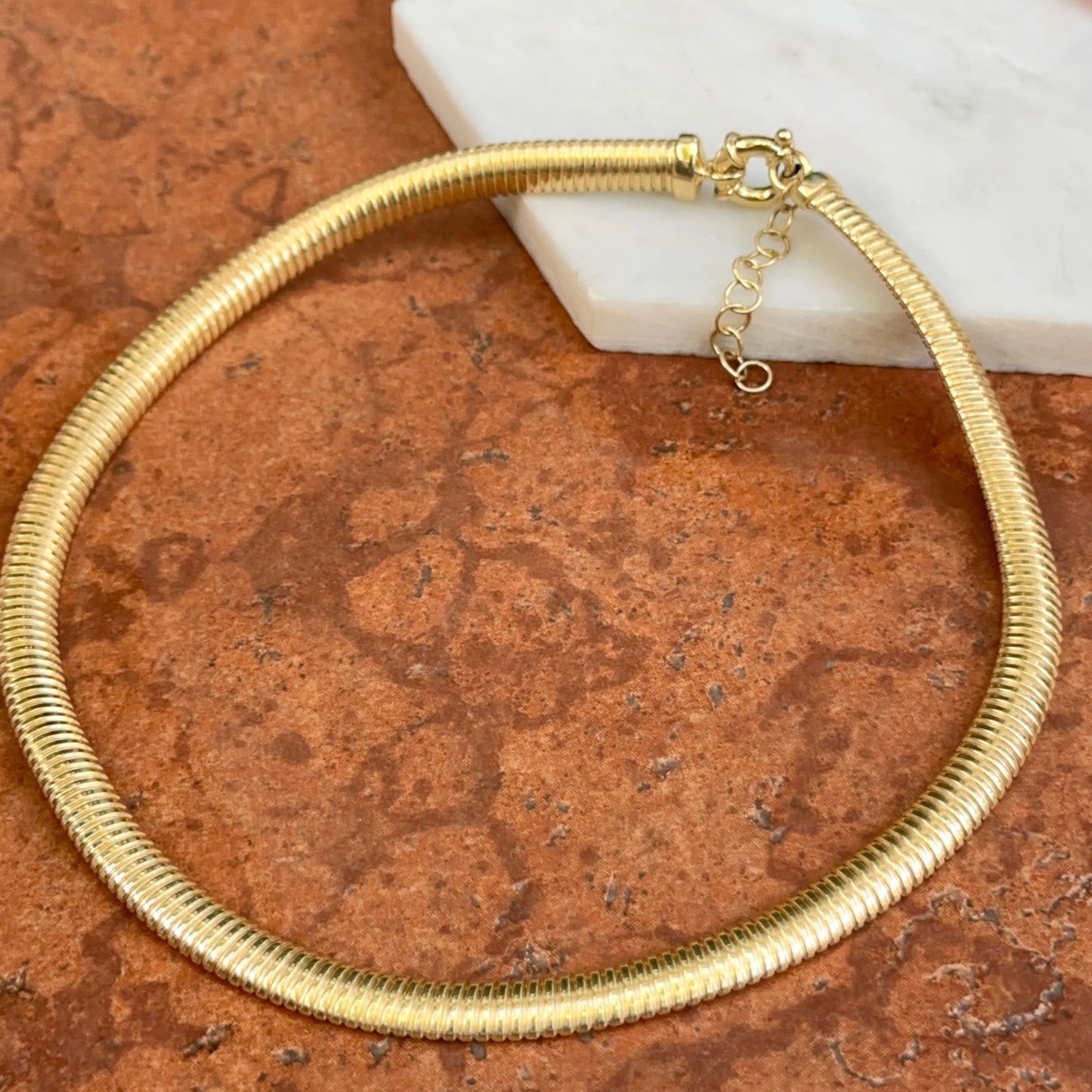 Estate Gold-Plated Ribbed Omega Collar Necklace