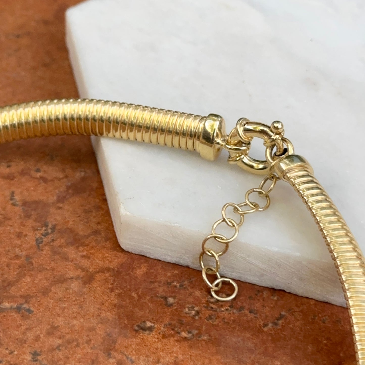 Estate Gold-Plated Ribbed Omega Collar Necklace