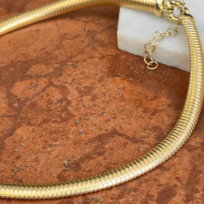 Estate Gold-Plated Ribbed Omega Collar Necklace