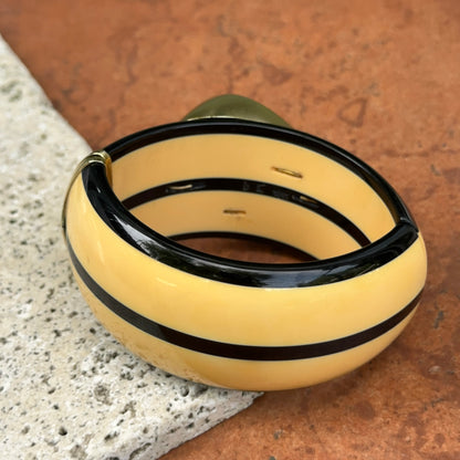 Designer Susan Sadler 18KT Yellow Gold Leopard Jasper + Bakelite Bangle Bracelet
